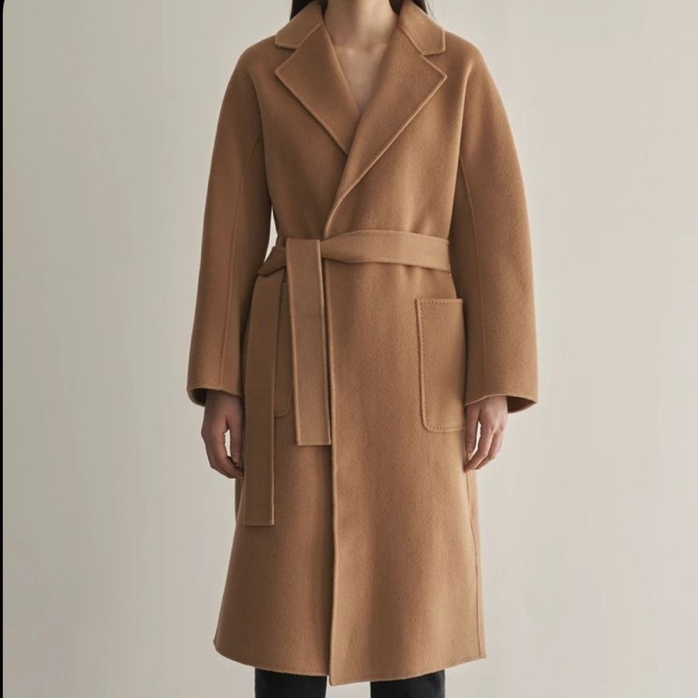 The curated classic camel wrap coat